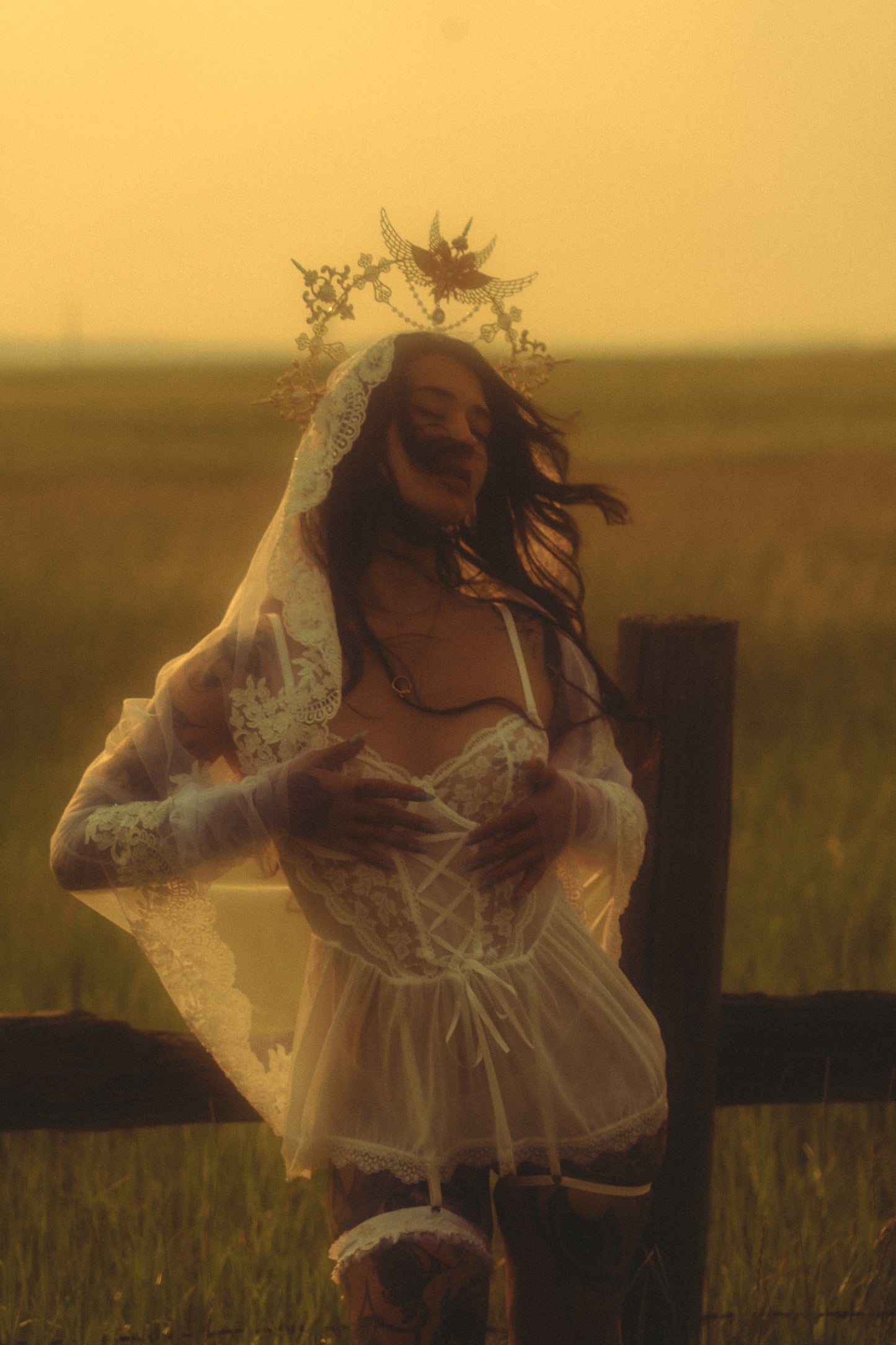 Beaded and Sequined Lace Bridal Veil