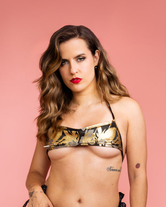 Black and Gold Bikini Top