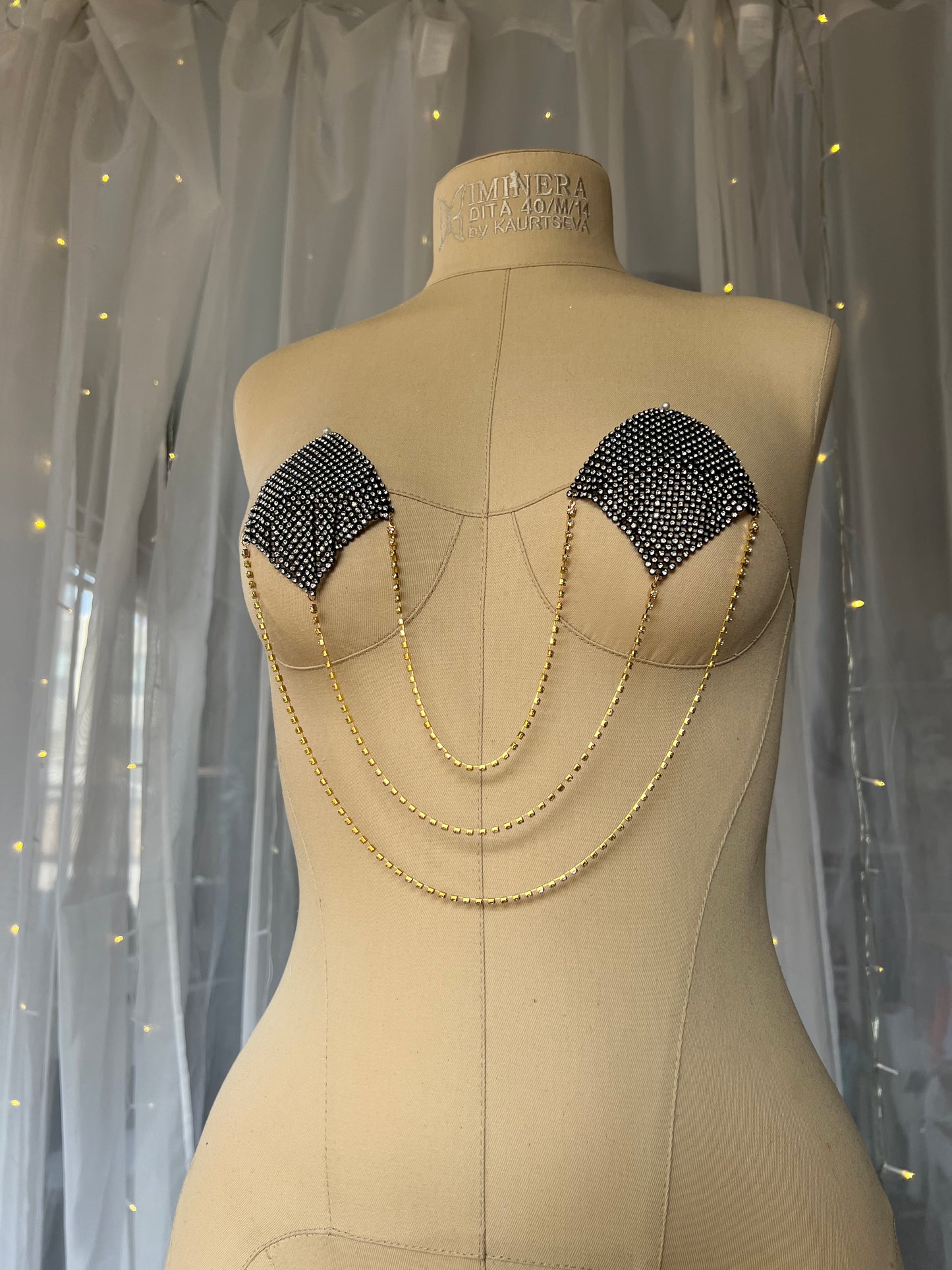 Black Rhinestone Chain Pasties