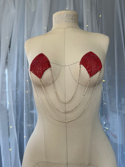 Red Rhinestone Chain Pasties