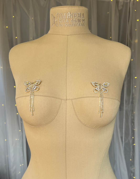 Gold Rhinestone Butterfly Pasties