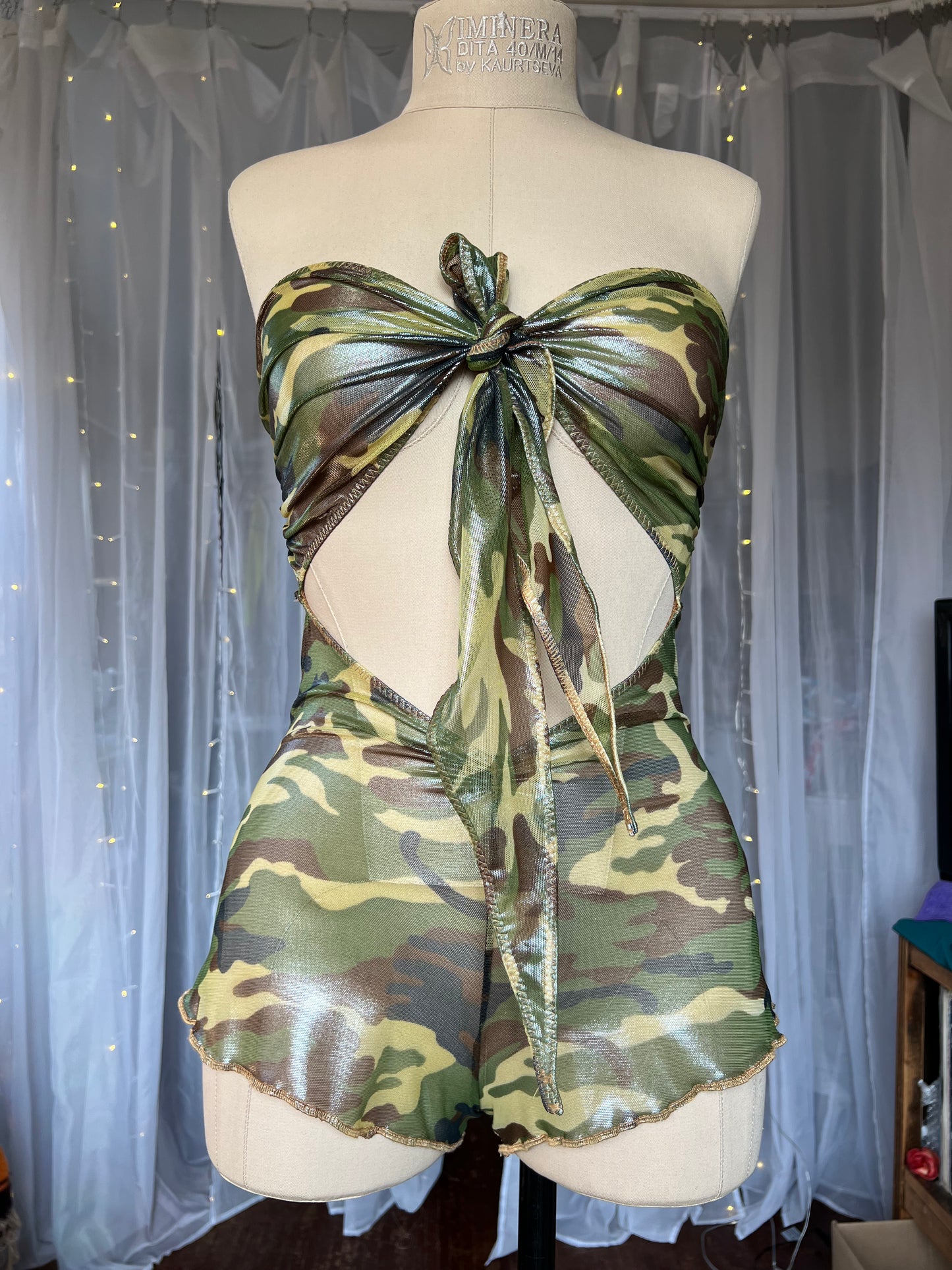 Camo Print Sparkle Playsuit