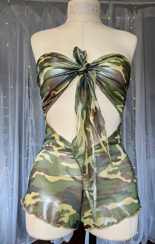 Camo Print Sparkle Playsuit