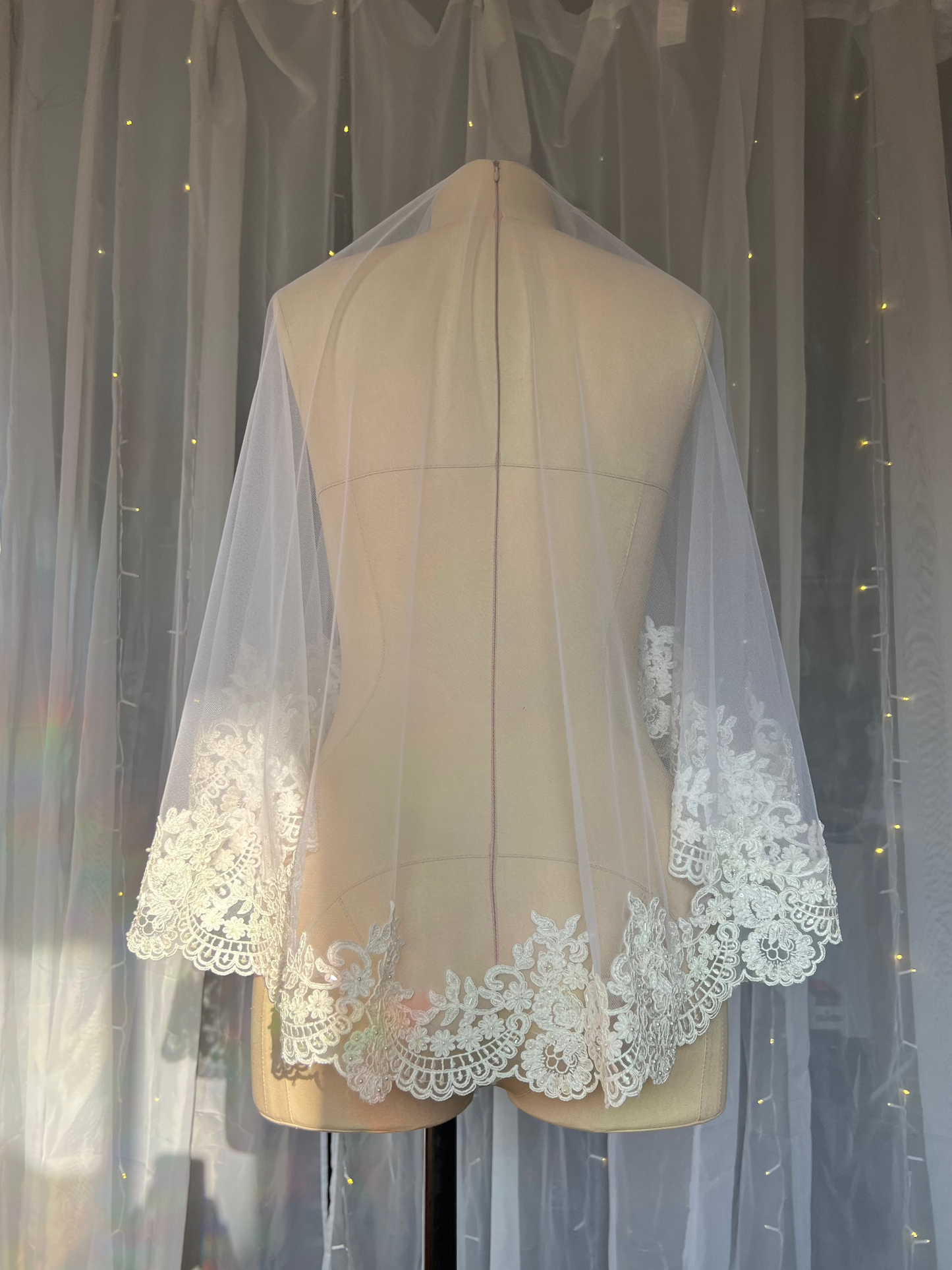 Beaded and Sequined Lace Bridal Veil