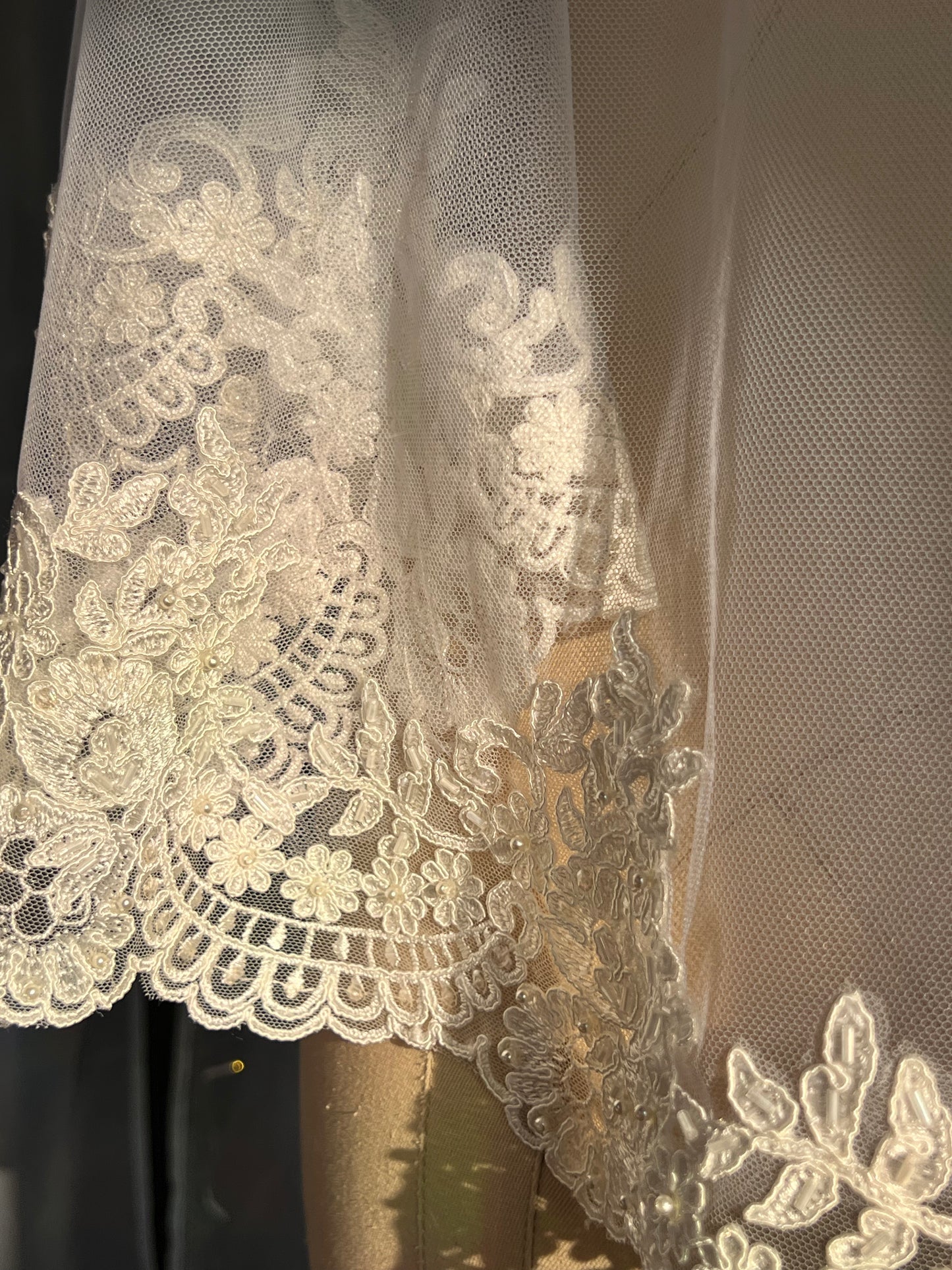 Beaded and Sequined Lace Bridal Veil