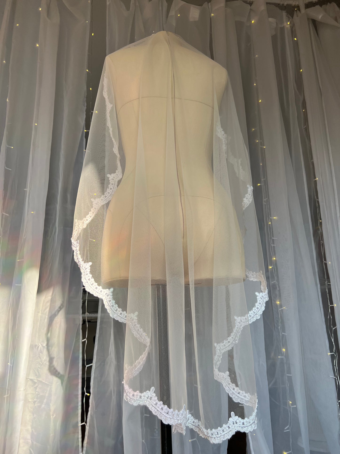 Beaded and Sequined Lace Bridal Veil 2.0